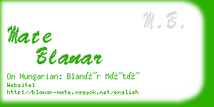 mate blanar business card